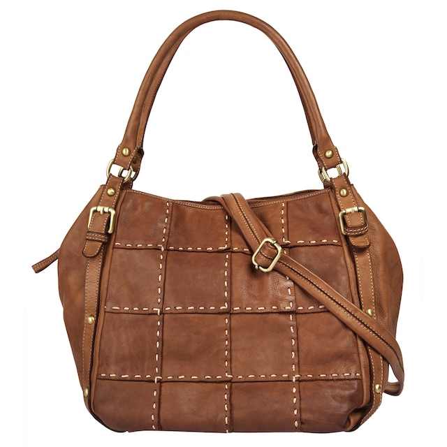 Bolso shopper bandolera  camel de Piel lavada Susan