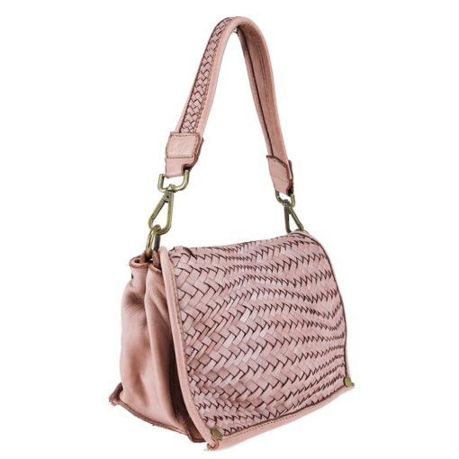 Bolso Bandolera En Rafia Rosa Viejo