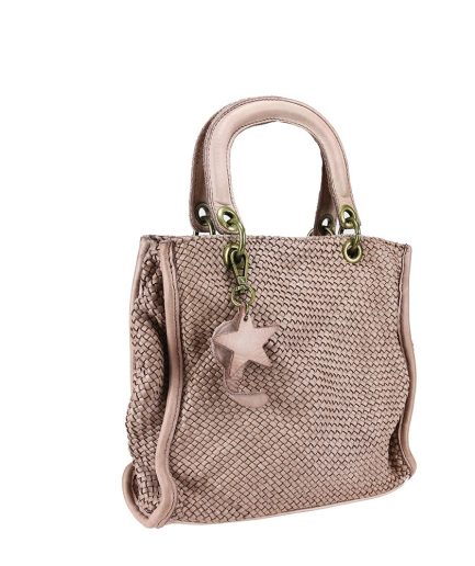 Bolso rosa palo trenzado de piel italiana Margarita