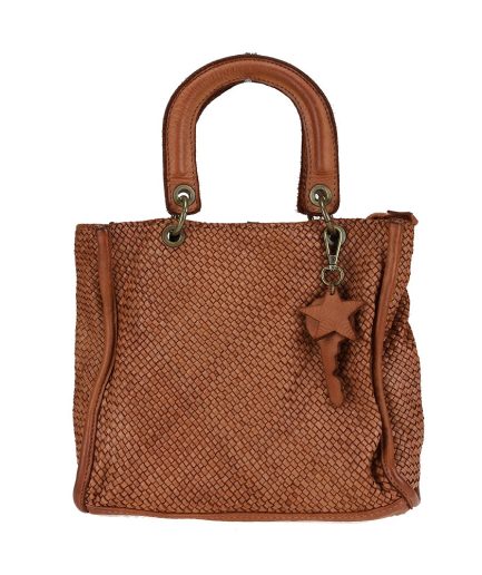 Bolso camel trenzado de piel italiana Margarita