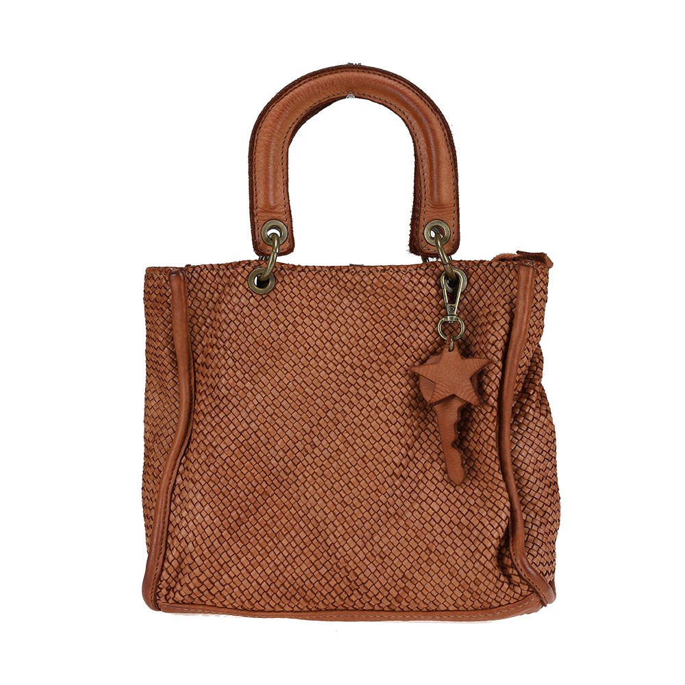Bolso camel trenzado de piel italiana Margarita