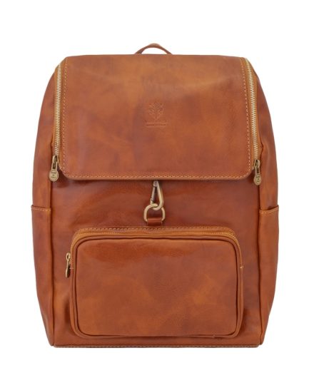 Mochila de piel camel diseño vintage Japón