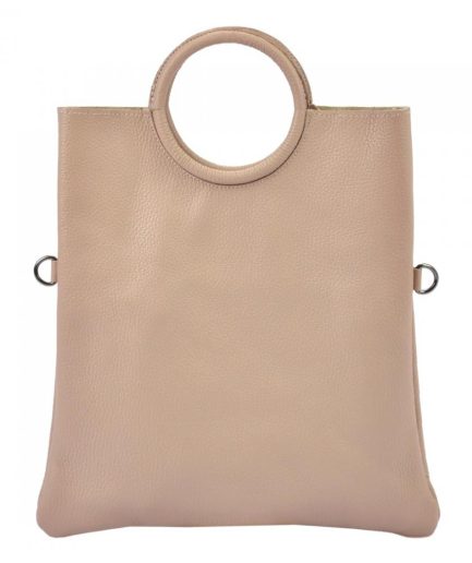 Bolso de aro en piel taupe Tina