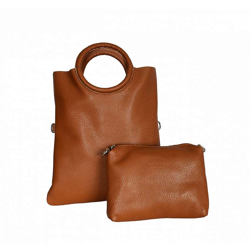 Bolso de aro en piel camel Tina