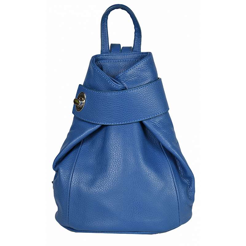 Mochila azul en piel de diseño moderno Rosario