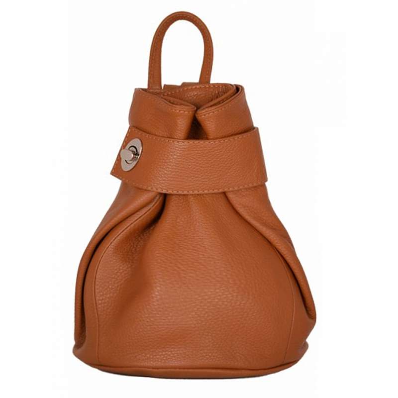 Mochila camel en piel de diseño moderno Rosario
