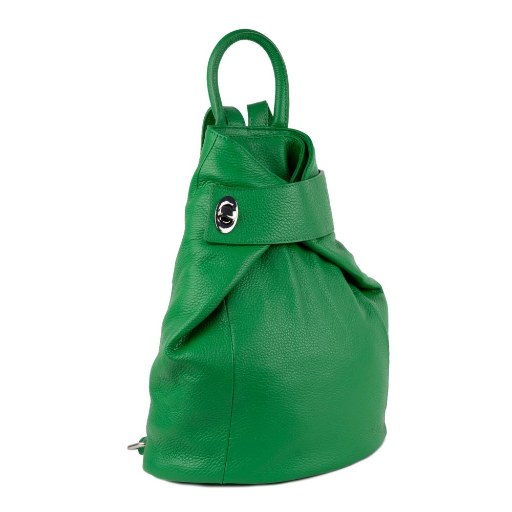 Mochila verde manzana en piel de diseño moderno Rosario