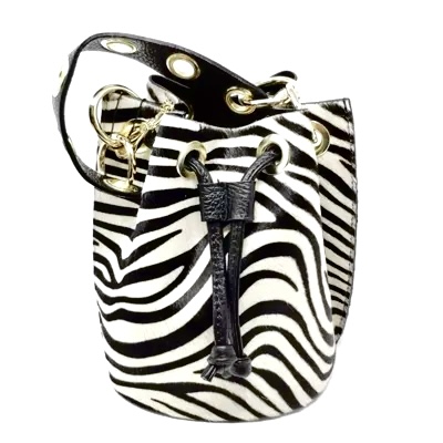 Bolso bombonera de cuero cebra animal print