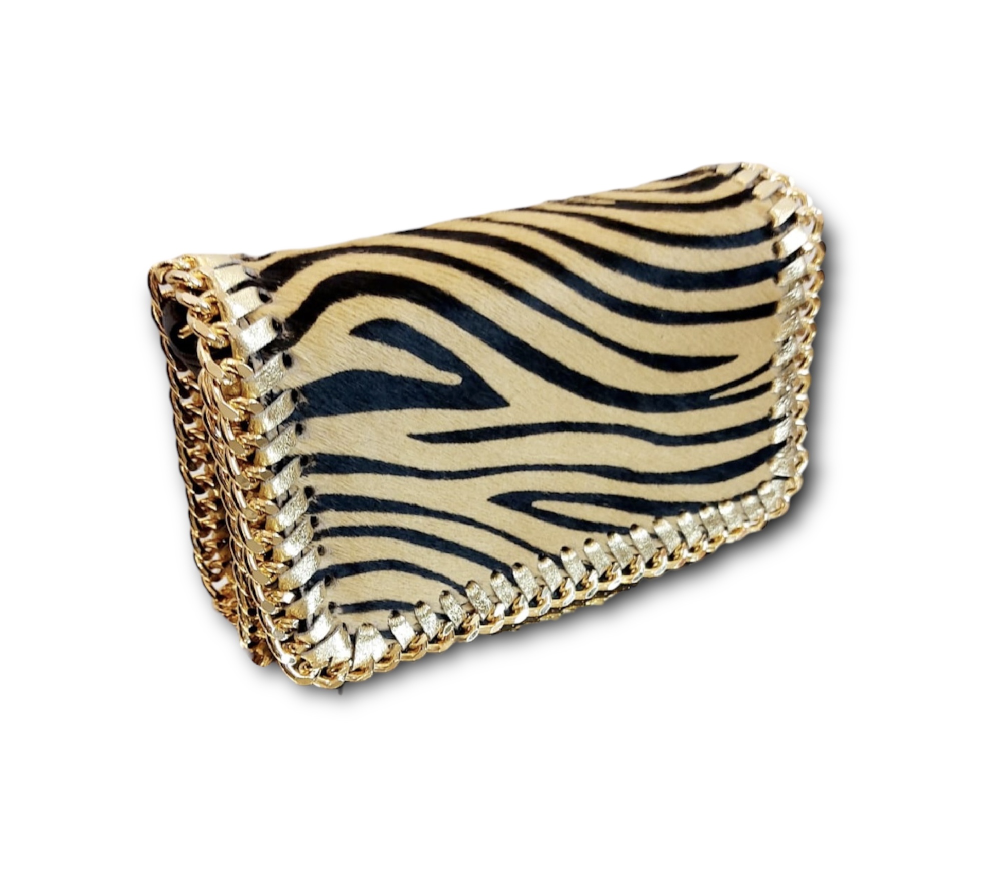 Bolso pequeño con cadena de piel de cebra marrón animal print