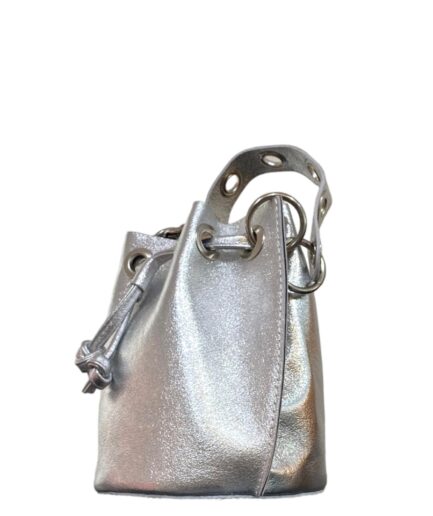 Bolso bombonera de cuero plata Julia