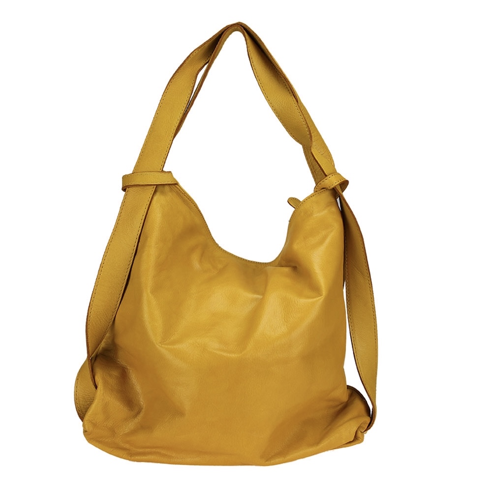 Bolso mochila amarillo de piel italiana lavada Marie