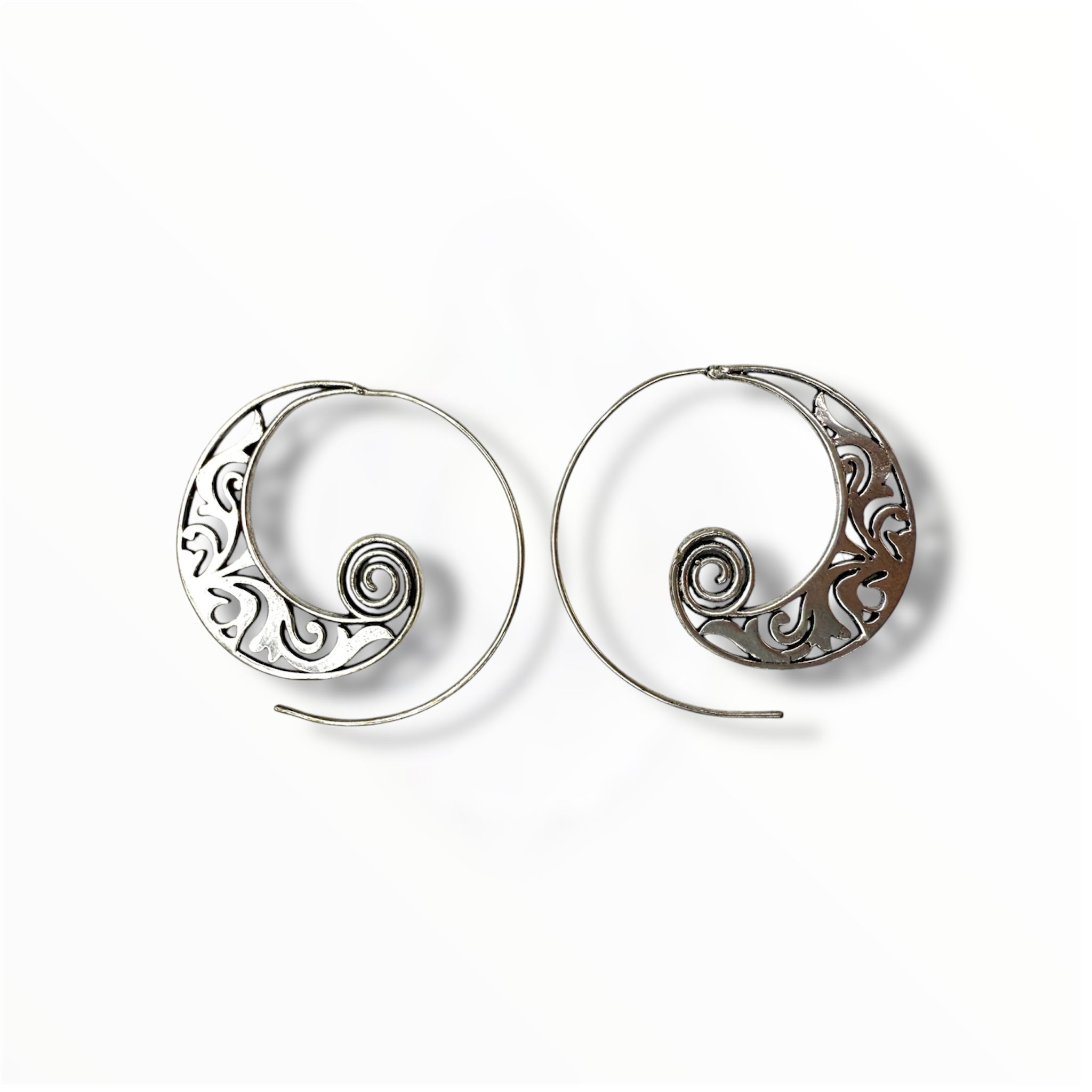 Pendientes de aro boho étnicos plateados 13