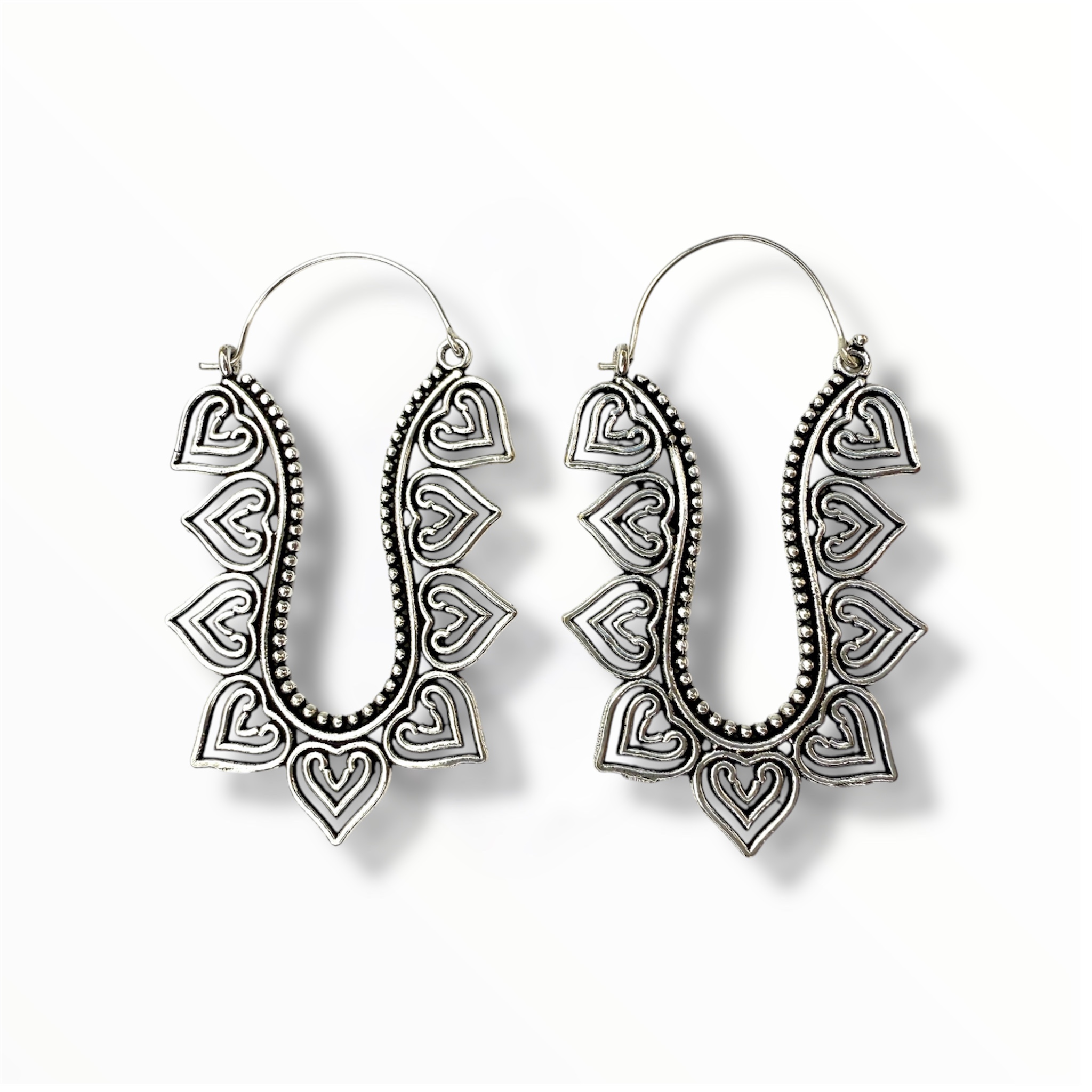 Pendientes de aro boho étnicos plateados 8