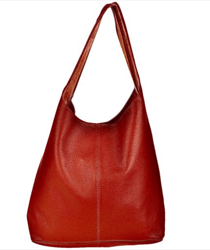 Bolso saco de cuero rojo Minerva