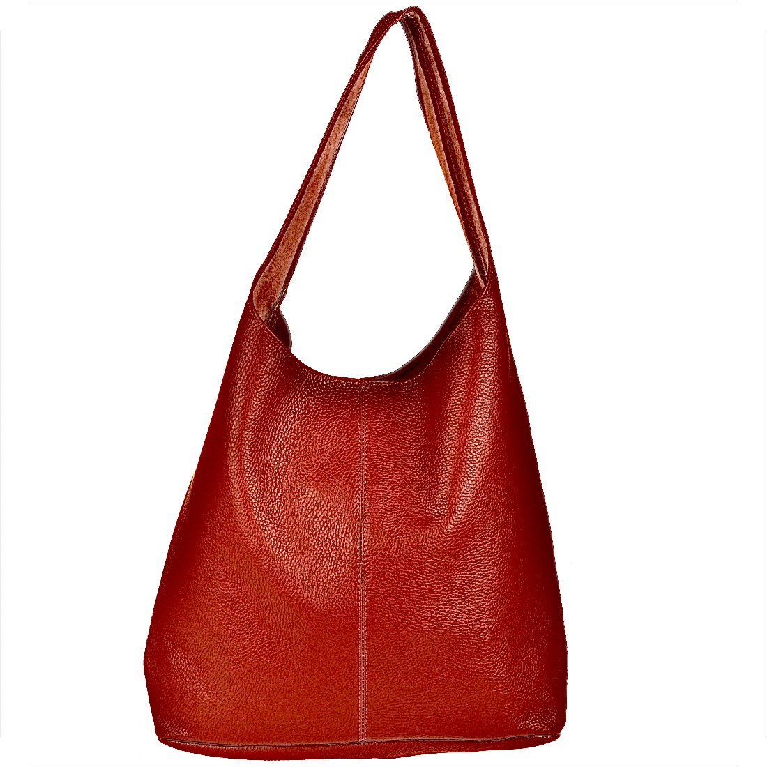 Bolso saco de cuero rojo Minerva