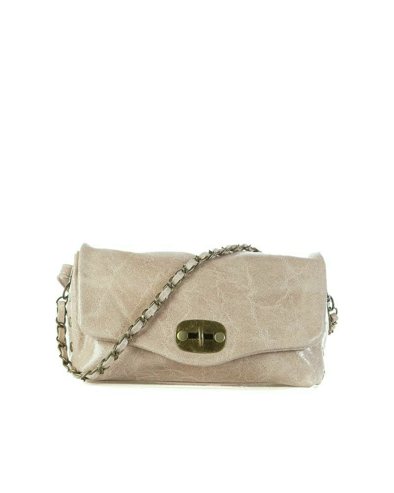 Bolso de hombro en piel beige Noa