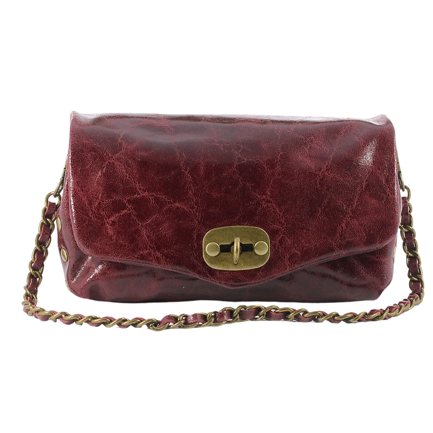 Bolso de hombro en piel granate Noa