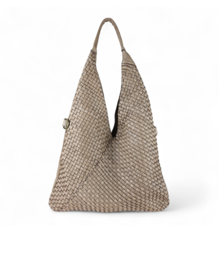 Bolsos tipo saco taupe de piel lavada Mayte