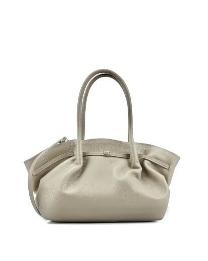 Bolso beige de cuero con herrajes dorados Alisson