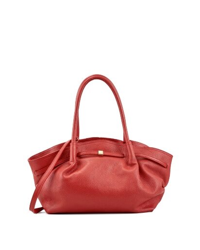Bolso rojo de cuero con herrajes dorados Alisson