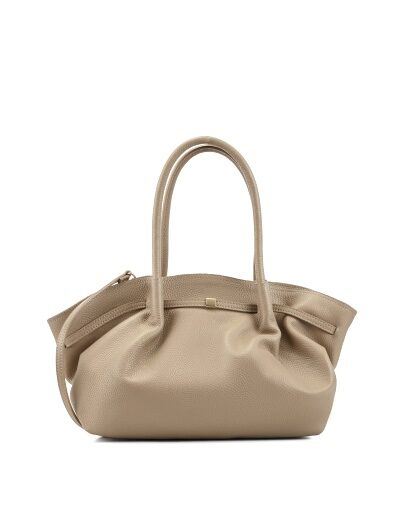Bolso taupe de cuero con herrajes dorados Alisson