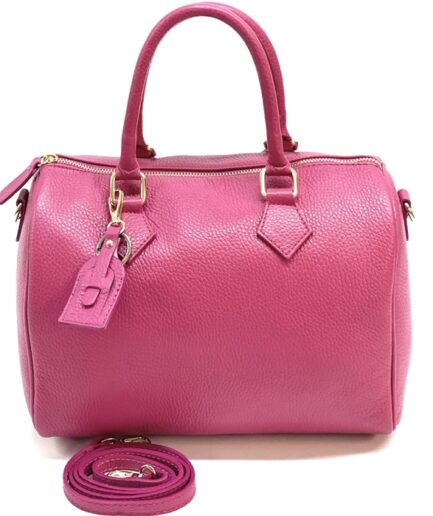 Bolso baúl pequeño para mujer en piel fucsia Sonia