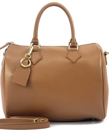 Bolso baúl pequeño para mujer en piel camel Sonia