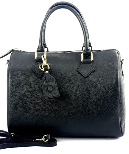 Bolso baúl pequeño para mujer en piel negro Sonia