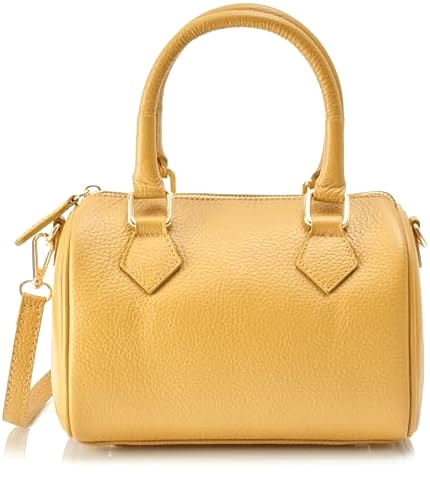 Bolso baúl pequeño para mujer en piel mostaza Sonia