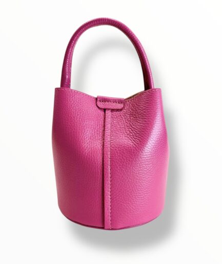 Bolso tipo cubo mini en cuero fucsia Zaira