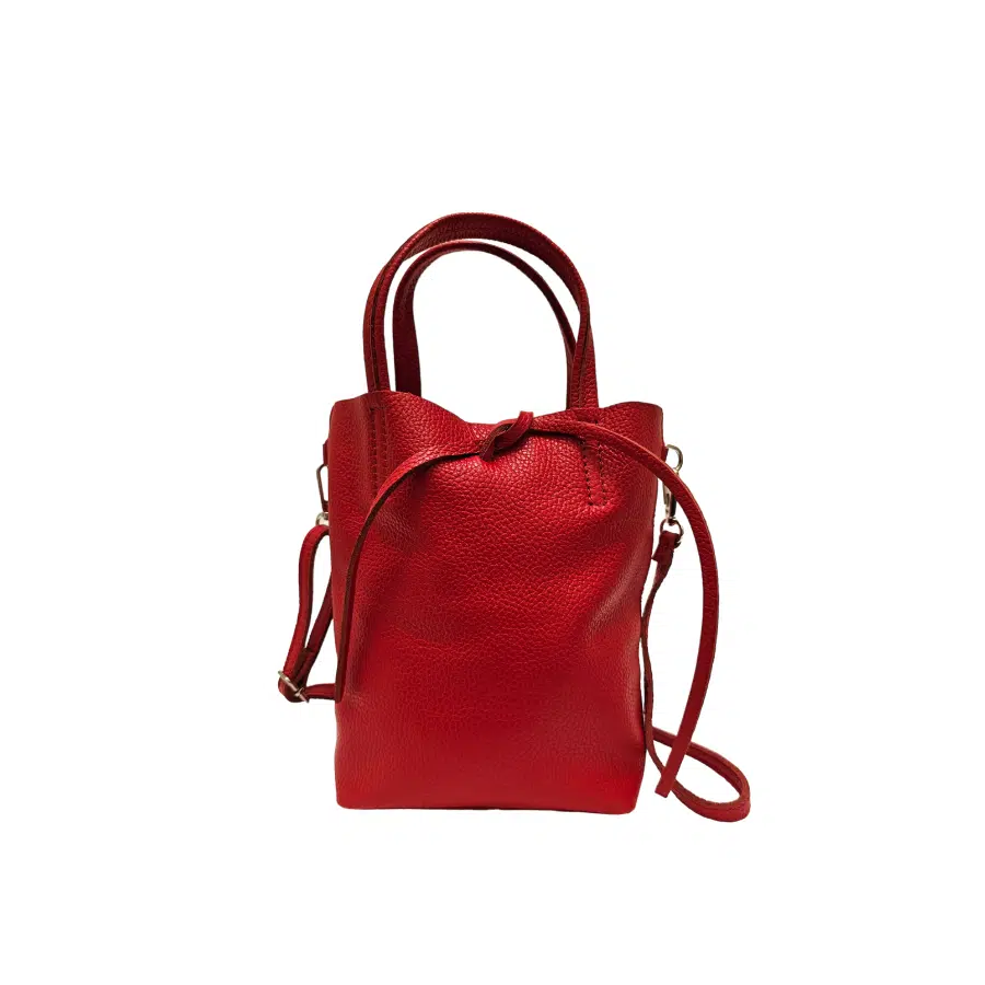 Bolso mini shopper rojo de piel Lidia