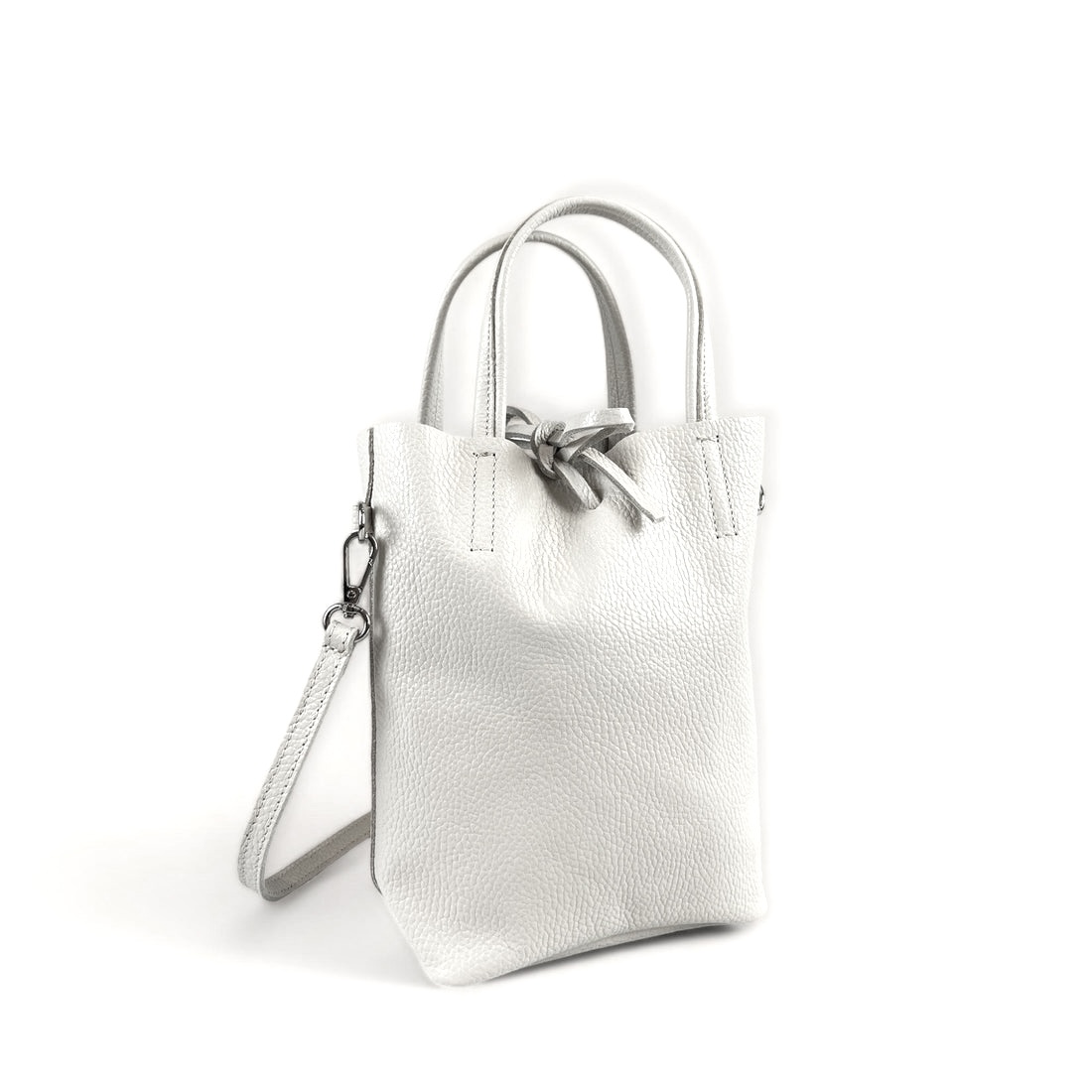 Bolso mini shopper blanco roto de piel Lidia
