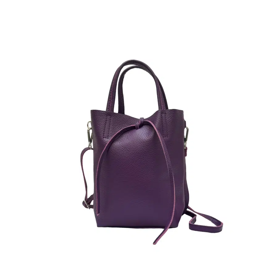 Bolso mini shopper morado de piel Lidia
