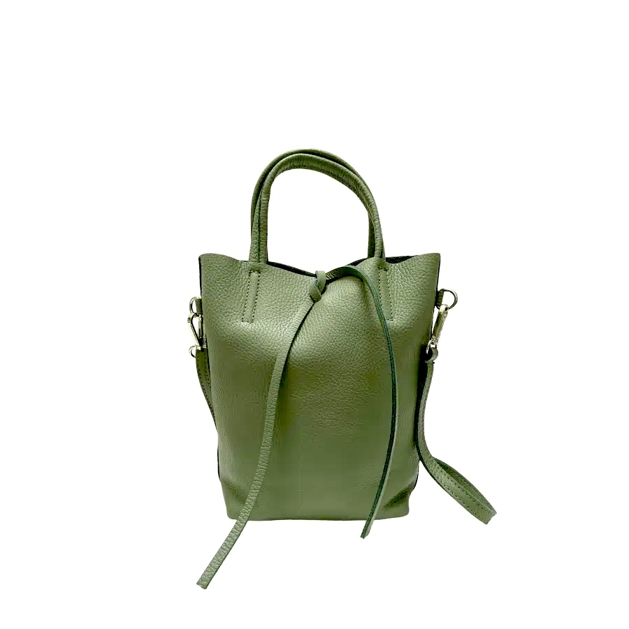 Bolso mini shopper pistacho de piel Lidia
