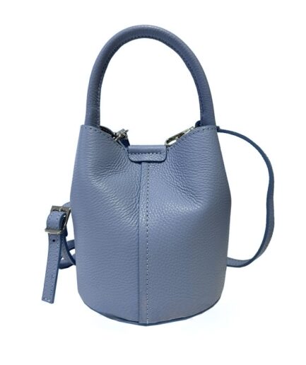 Bolso tipo cubo mini en cuero azul vaquero Zaira