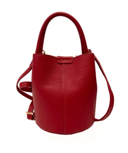 Bolso tipo cubo mini en cuero rojo Zaira