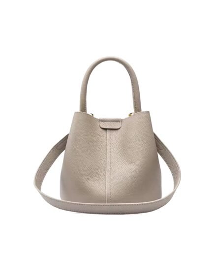 Bolso tipo cubo mini en cuero taupe Zaira
