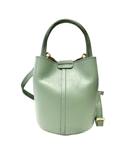 Bolso tipo cubo mini en cuero verde agua Zaira
