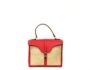 Bolso  bandolera de cuero rojo y rafia Edurne