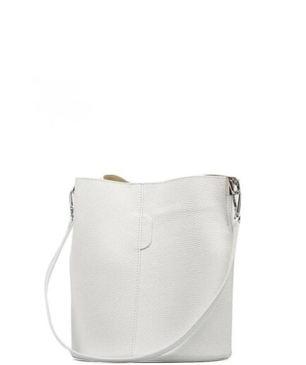 Bolso cubo blanco de hombro en cuero Italiano Chiara