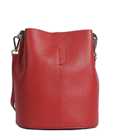 Bolso cubo rojo de hombro en cuero Italiano Chiara