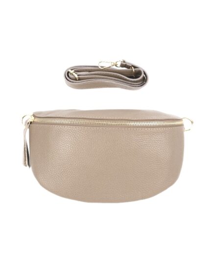Riñonera de piel taupe Mika