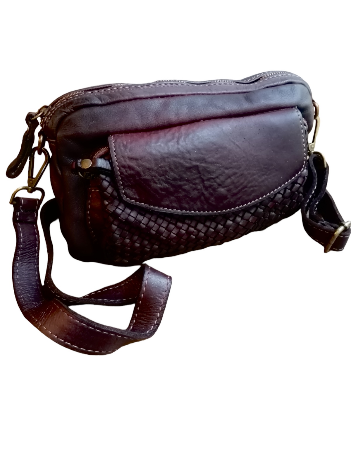 Bandolera clásica italiano de piel púrpura Antonella