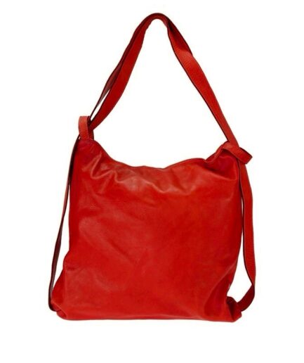 Bolso mochila rojo de piel italiana lavada Marie