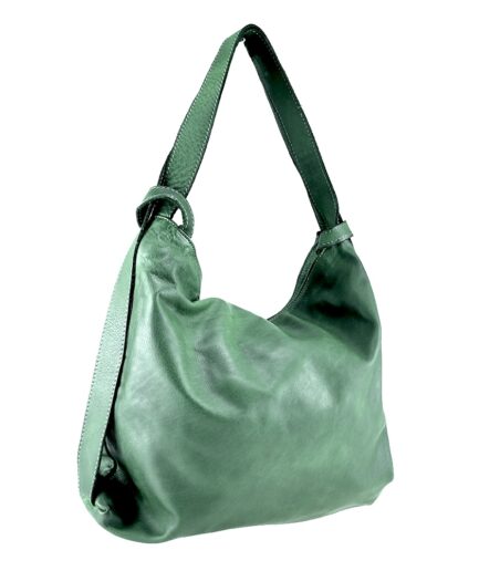 Bolso mochila verde menta de piel italiana lavada Marie