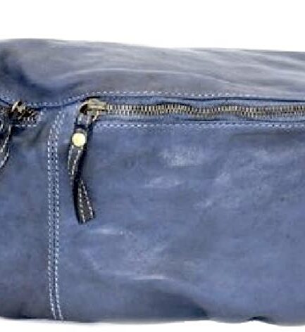 Riñonera maxi azul de piel lavada Grecia