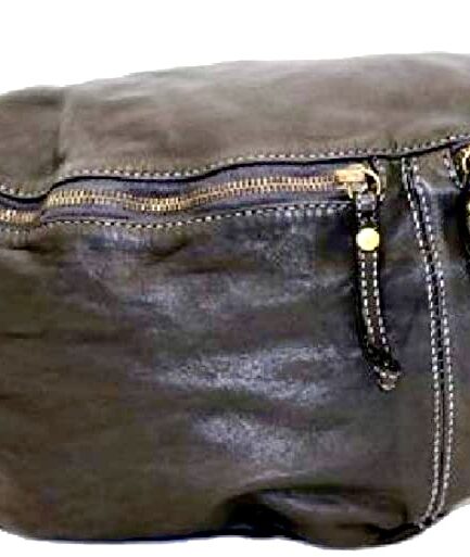 Riñonera maxi marrón de piel lavada Grecia