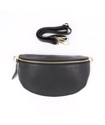 Riñonera de piel negro Mika