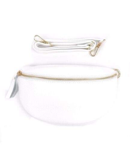 Riñonera de piel blanco Mika