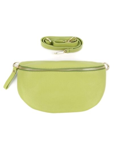 Riñonera de piel verde ácido Mika